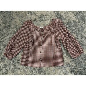 Madewell Red and White Gingham Button Down Shirt